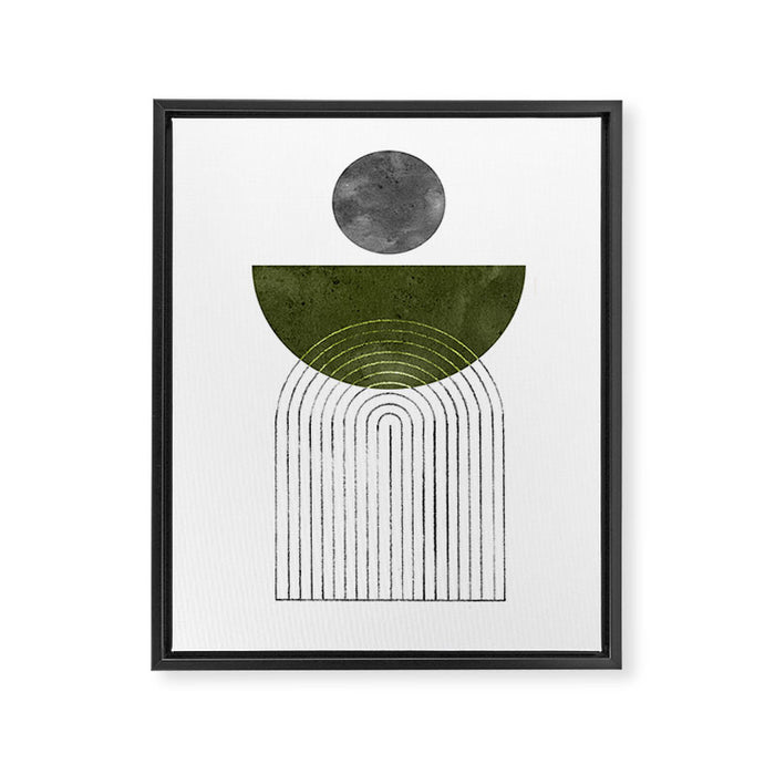 Green mid century modern Framed Canvas Print Gallery Image 1