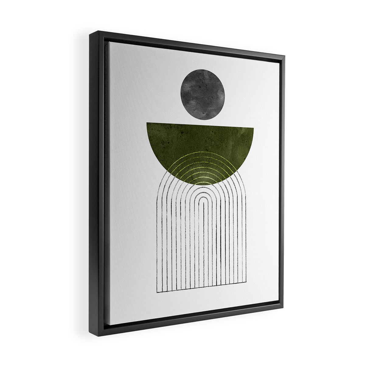 Green mid century modern Framed Canvas Print Gallery Image 2