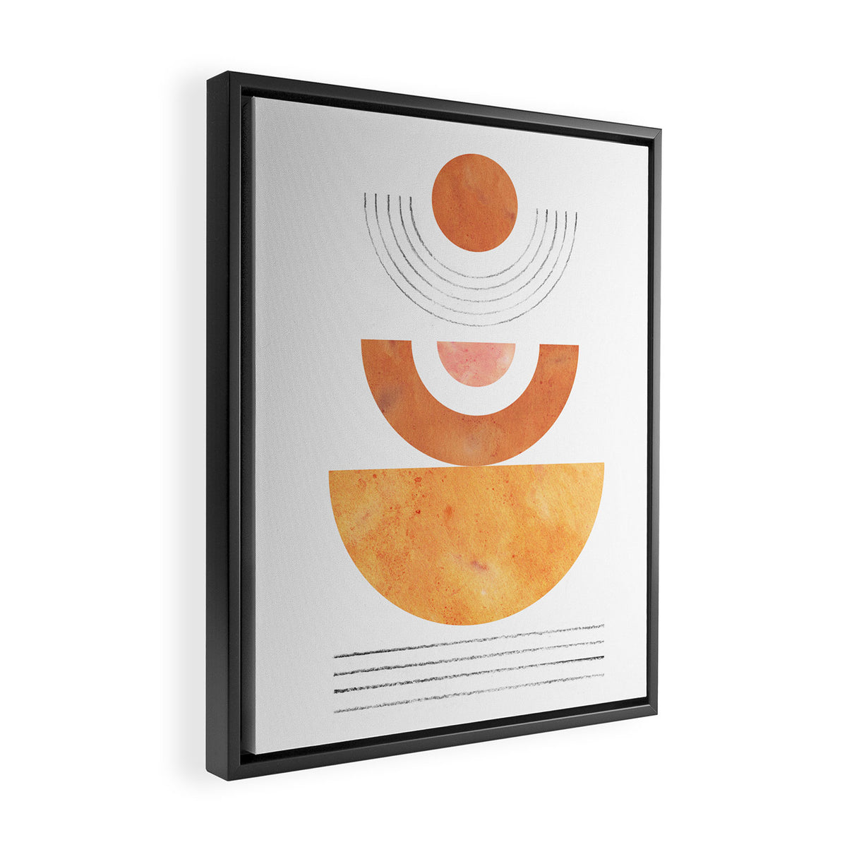 Mid century modern geometric shapes Framed Canvas Print Gallery Image 2