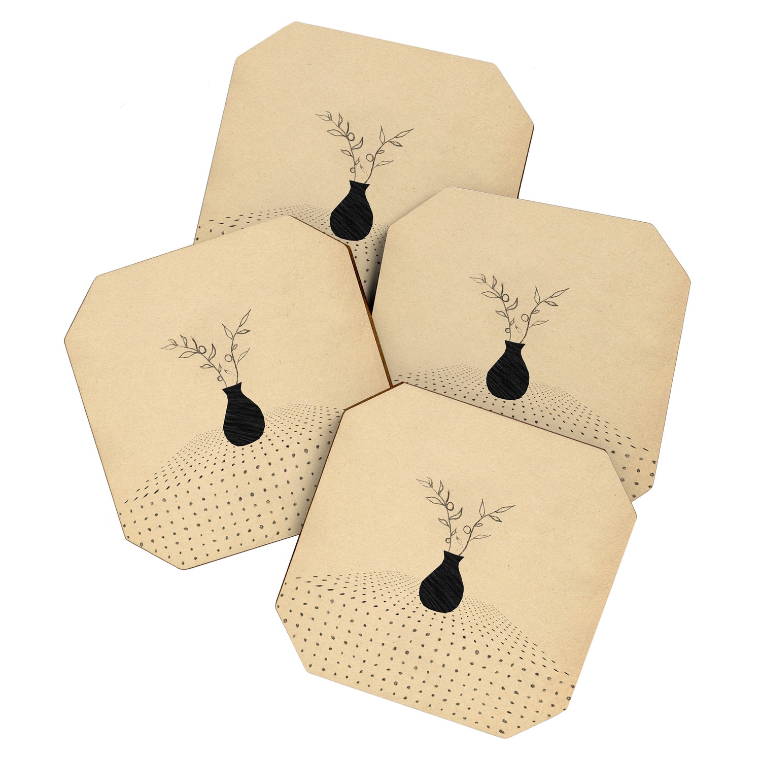 Minimal plant in the vase Coaster Gallery Image 1