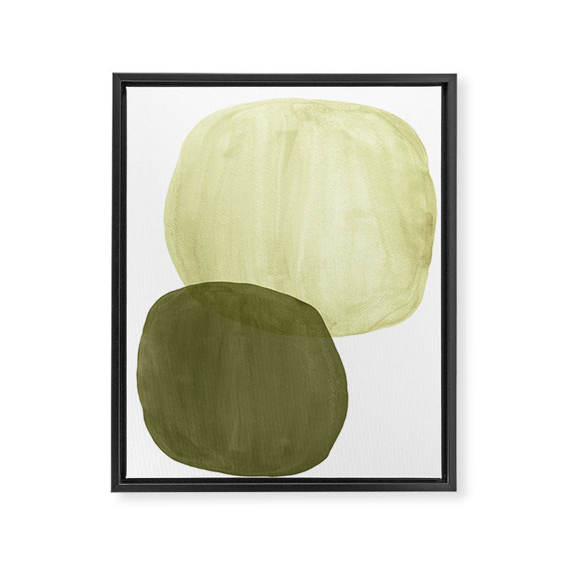 Olive green abstract shapes Framed Canvas Print Gallery Image 6
