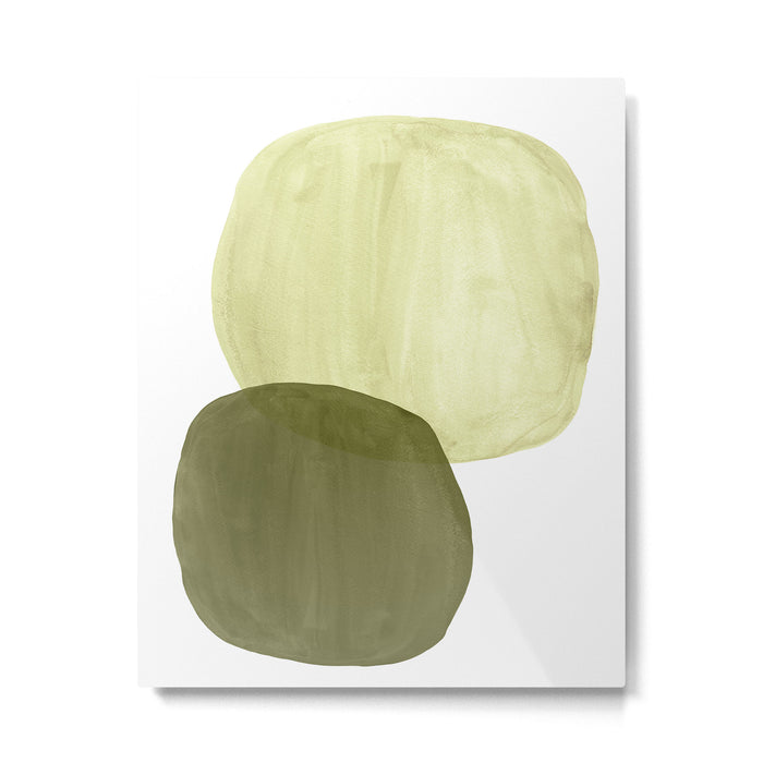 Olive green abstract shapes Metal Print Gallery Image 1