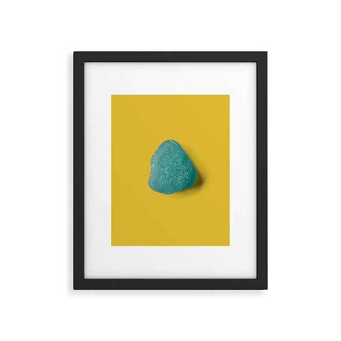  Seaglass on mustard, japandi minimalist Framed Art Print Gallery Image 1
