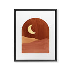 TERRACOTTA NIGHT, abstract landscape, moon and desert Framed Canvas Print Gallery Image 6