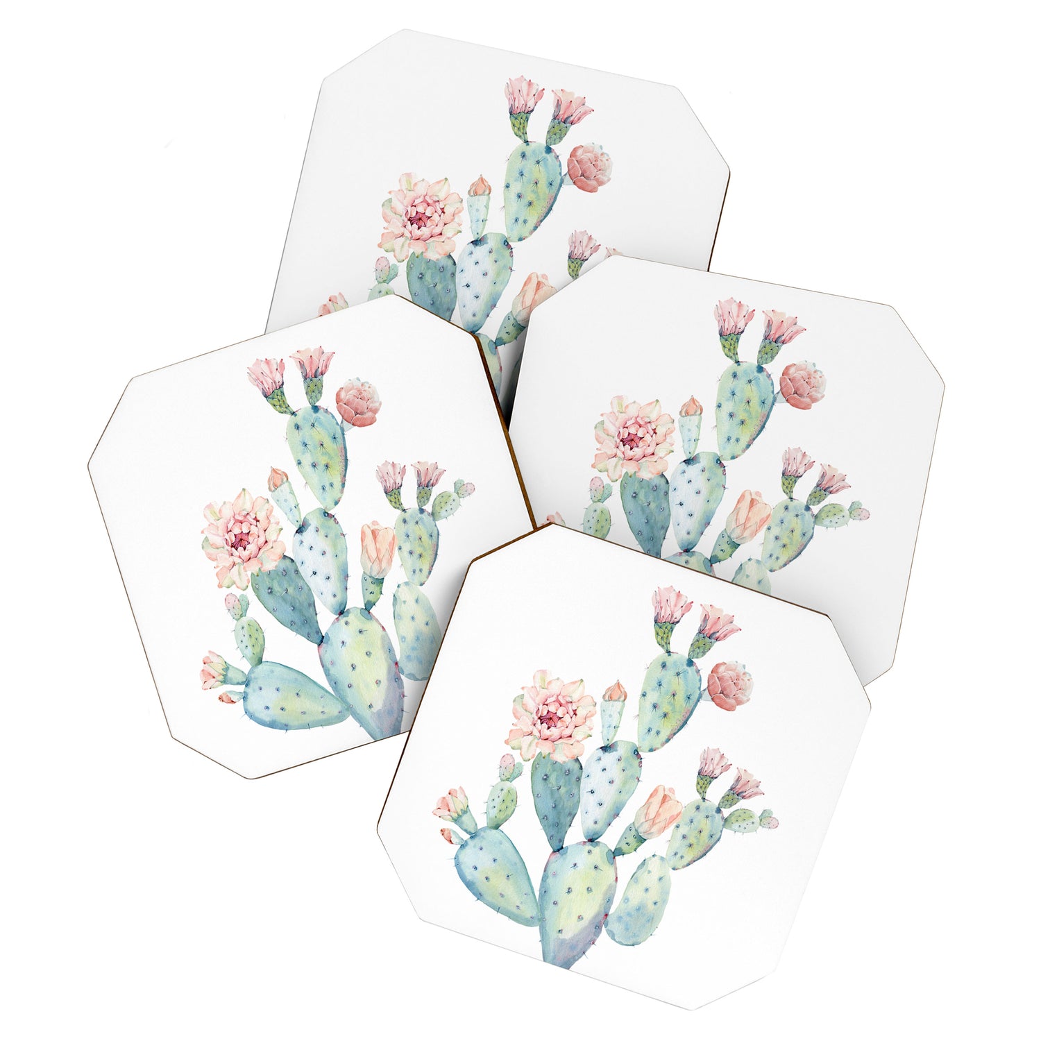 Cactus 2  White #society6 #buyart Coaster Gallery Image 1
