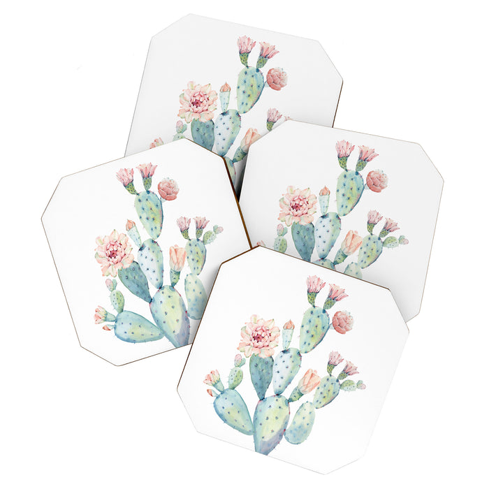 Cactus 2  White #society6 #buyart Coaster Gallery Image 1
