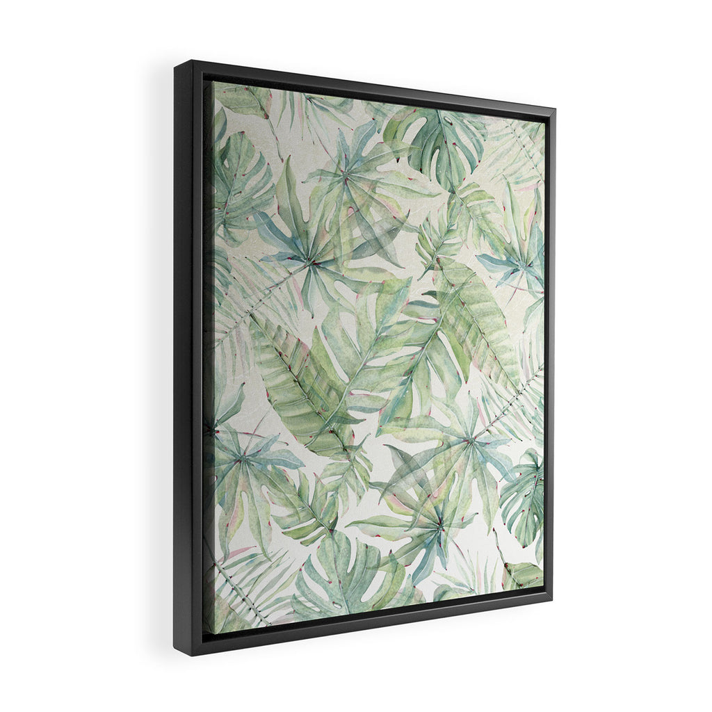 Green Tropical Leaves Framed Canvas Print Gallery Image 2