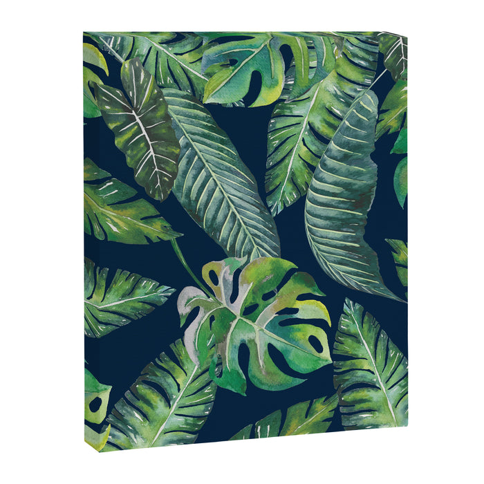Jungle Leaves, Banana, Monstera, Blue Canvas Print Gallery Image 1