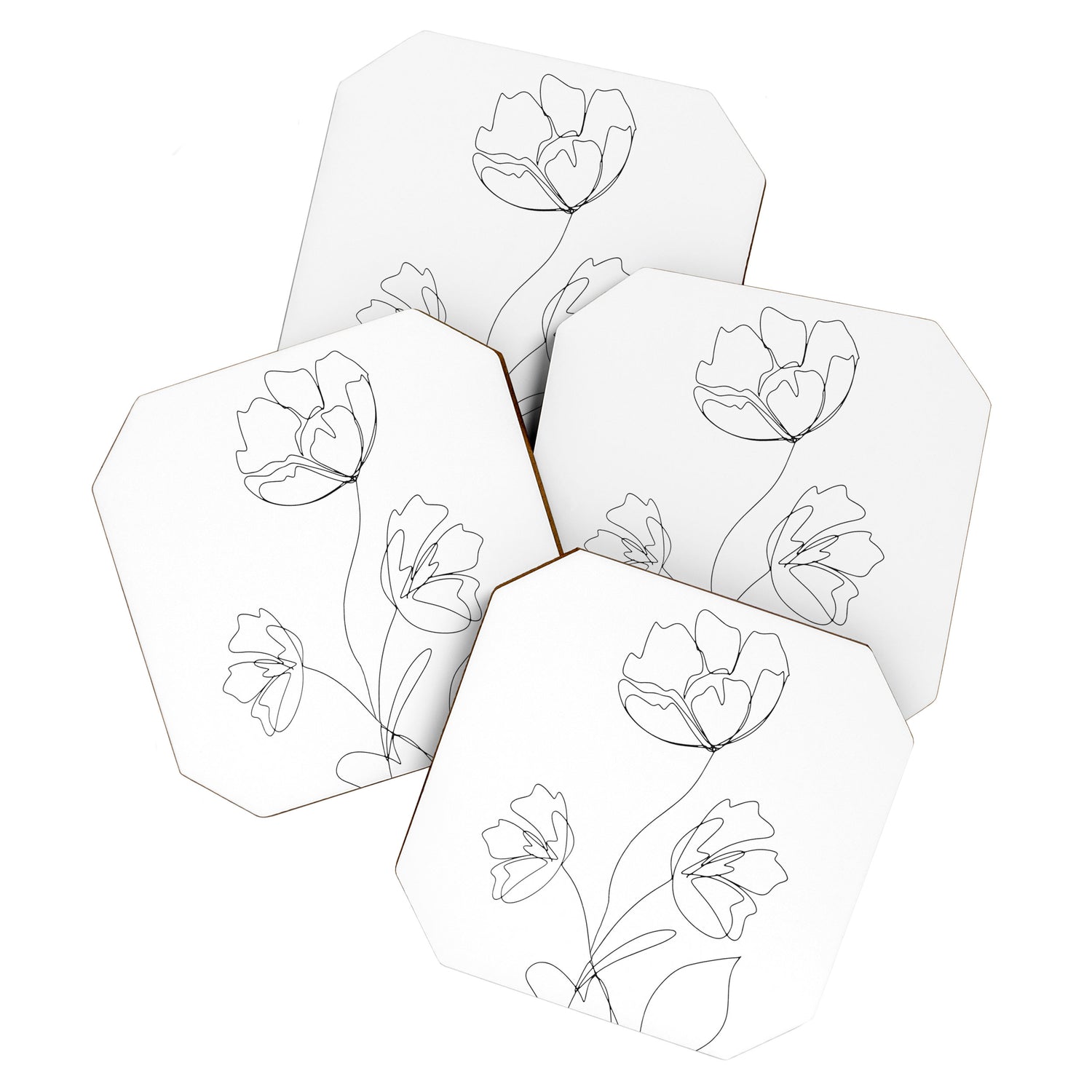 Poppies Minimal Line Art Coaster Gallery Image 1