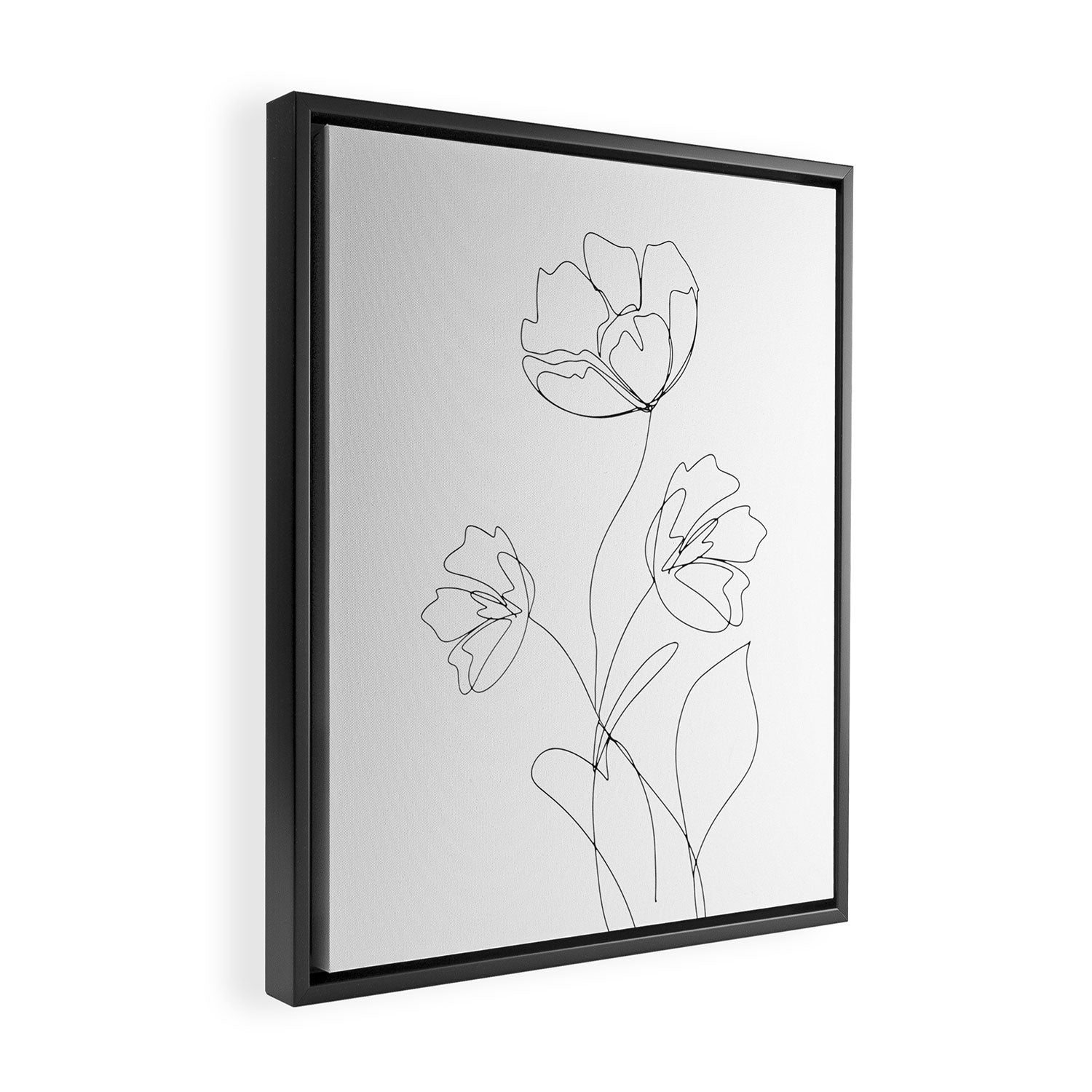 Poppies Minimal Line Art Framed Canvas Print Gallery Image 2