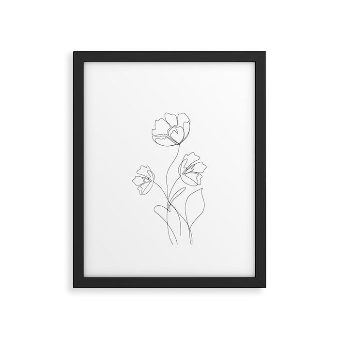 Poppies Minimal Line Art Framed Art Print Gallery Image 1