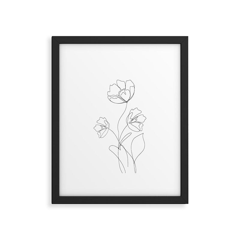 Poppies Minimal Line Art Framed Art Print Gallery Image 5