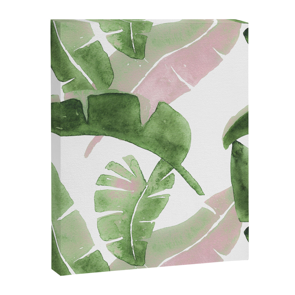 Tropical Leaves Green And Pink Canvas Print Gallery Image 6