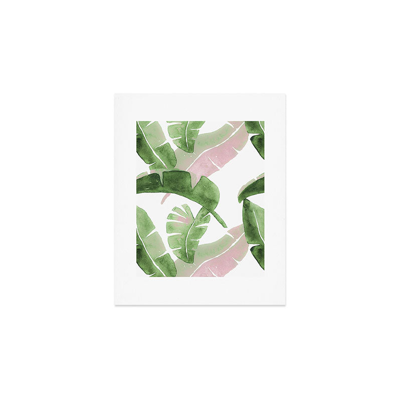 Tropical Leaves Green And Pink Art Print Gallery Image 1