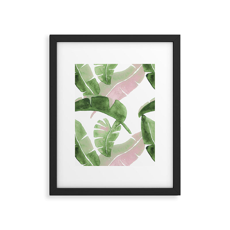 Tropical Leaves Green And Pink Framed Art Print Gallery Image 5