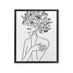 Woman With Flowers Minimal Line Art Framed Canvas Print Gallery Image 8