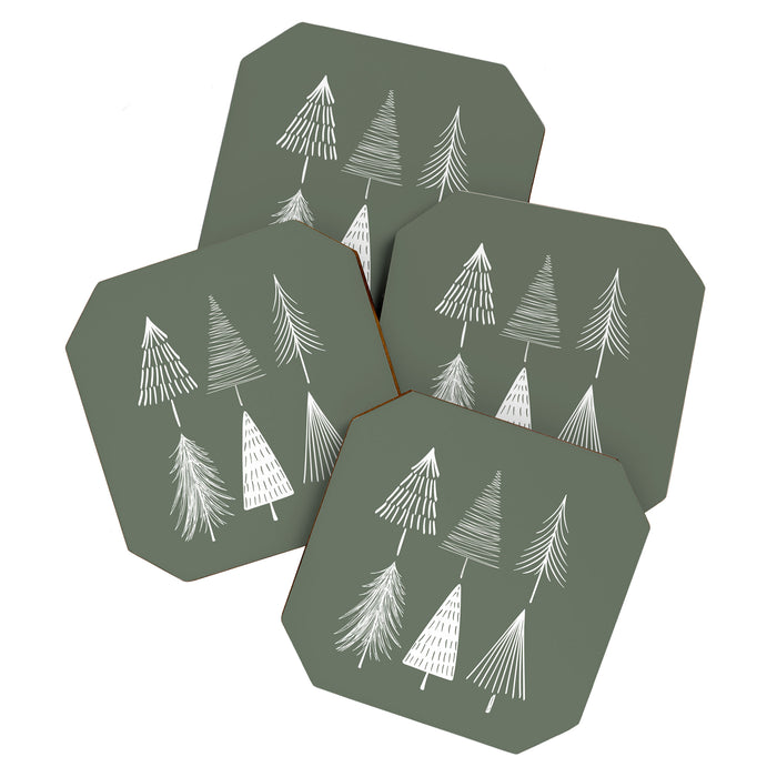 Xmas Trees Green Coaster Gallery Image 1