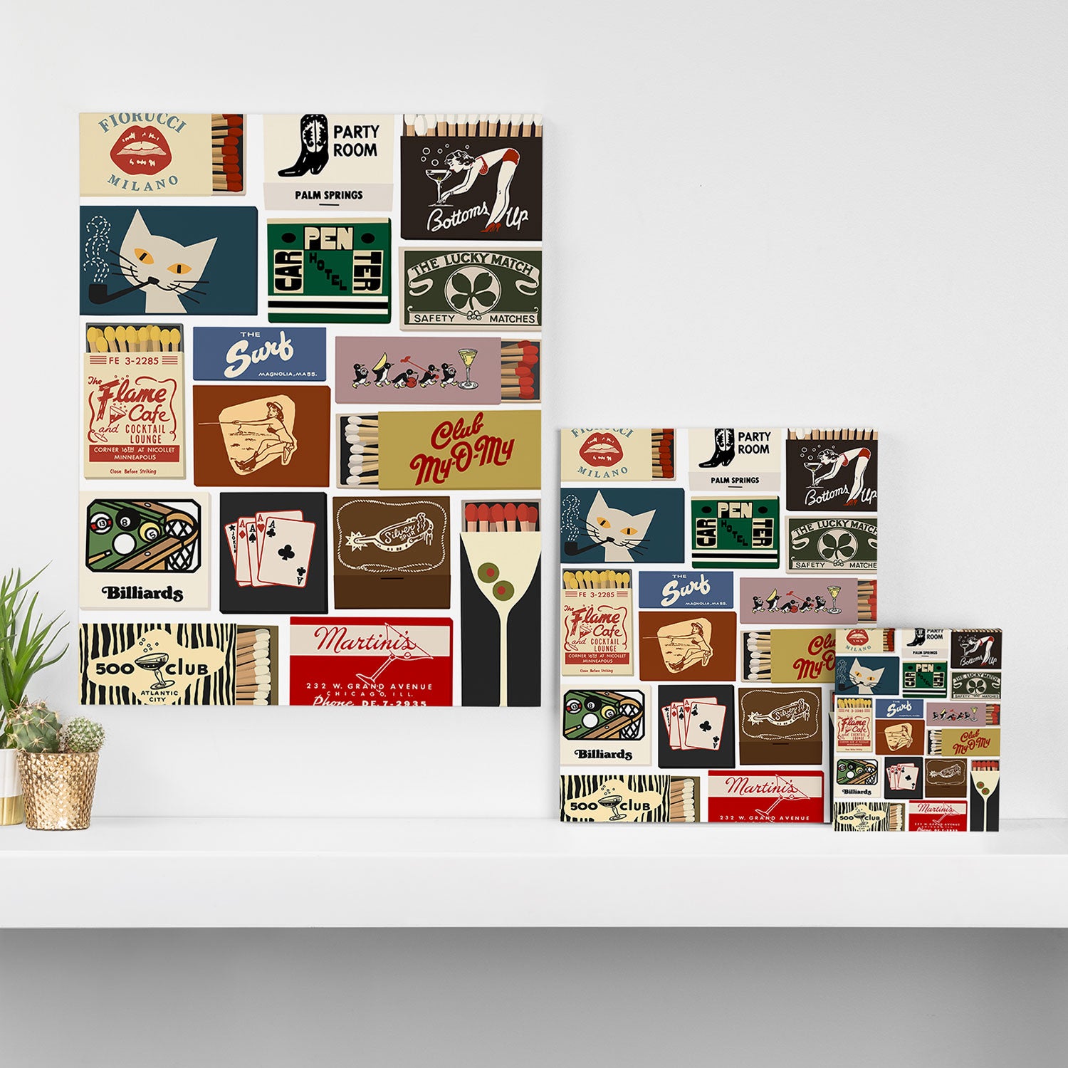 Cool Girl Matchbook Collage Art Print Canvas Print Gallery Image 3