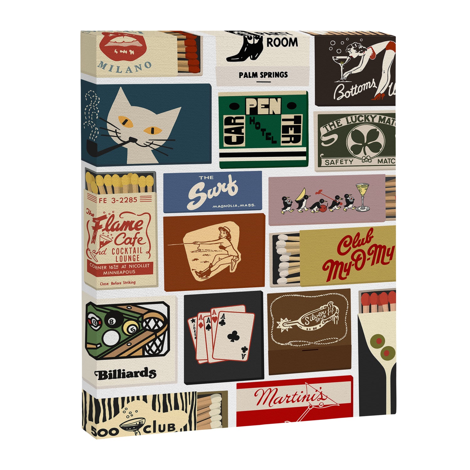 Cool Girl Matchbook Collage Art Print Canvas Print Gallery Image 3