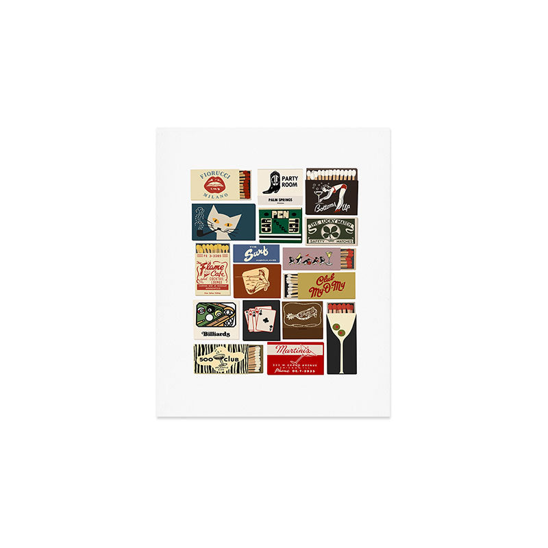 Cool Girl Matchbook Collage Art Print Art Print