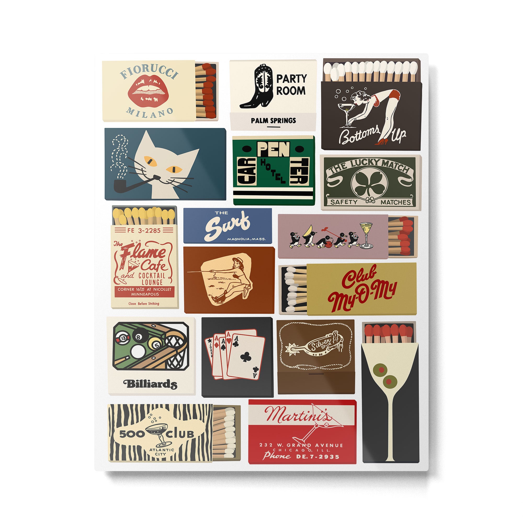 Cool Girl Matchbook Collage Art Print Metal Print Gallery Image 4