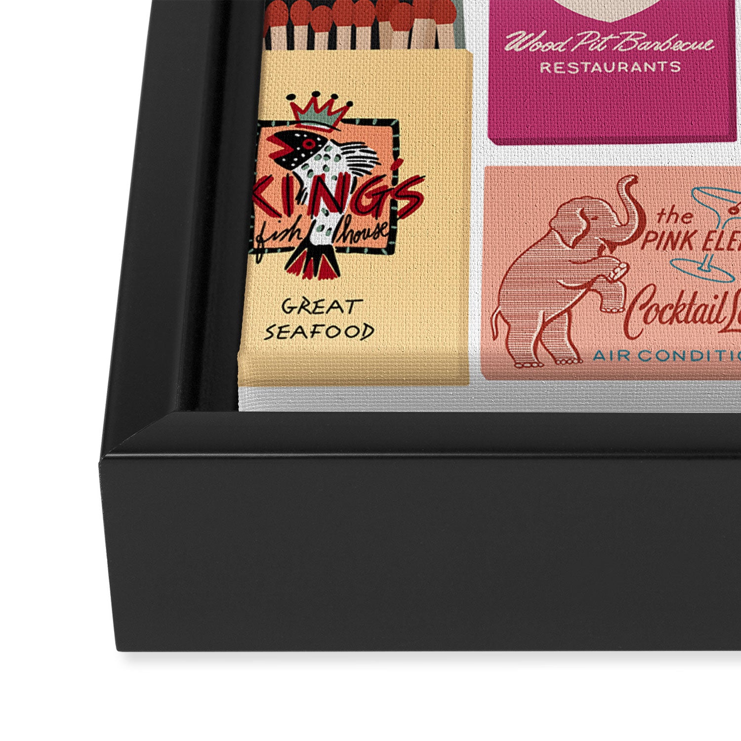 Vintage Matchbook Collage Art Print Framed Canvas Print Gallery Image 3