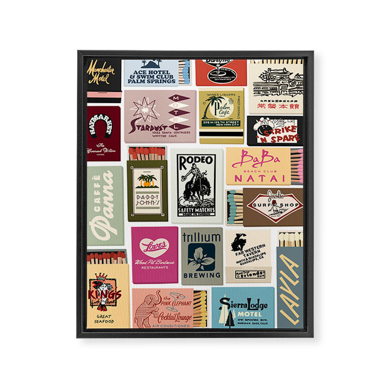Vintage Matchbook Collage Art Print Framed Canvas Print Gallery Image 6