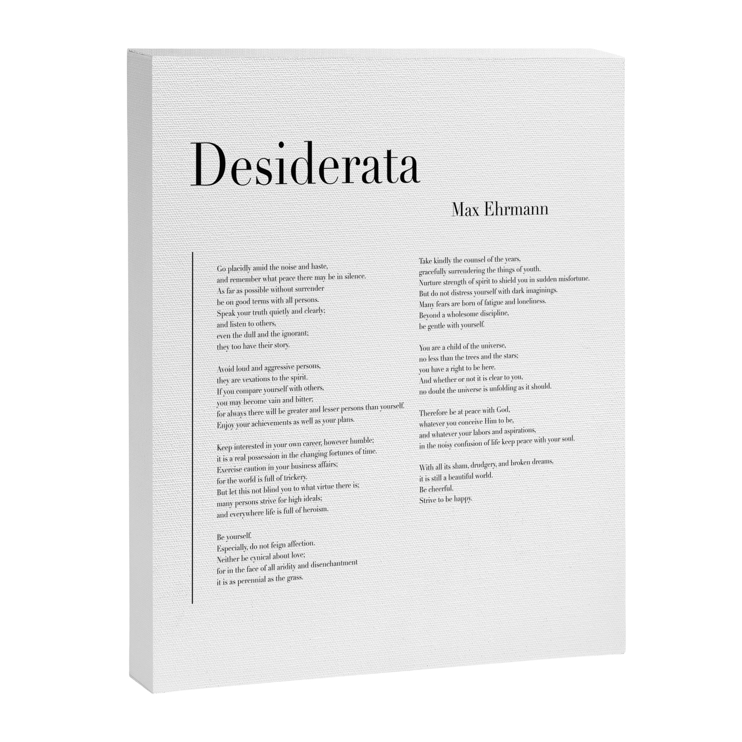 Desiderata by Max Ehrmann  Canvas Print Gallery Image 3