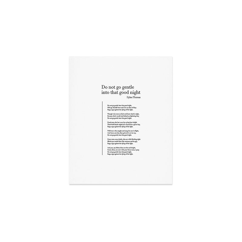 Do not go gentle into that good night by Dylan Thomas Art Print Gallery Image 1