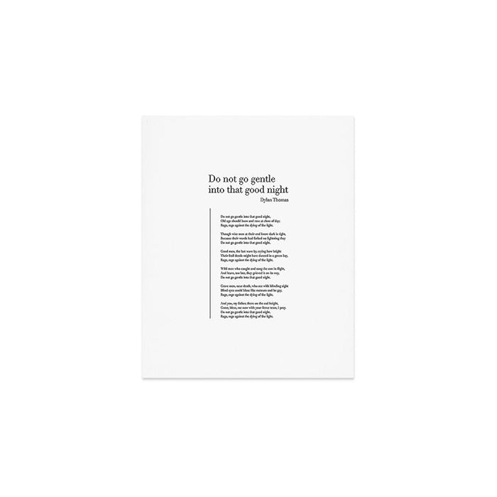Do not go gentle into that good night by Dylan Thomas Art Print Gallery Image 1
