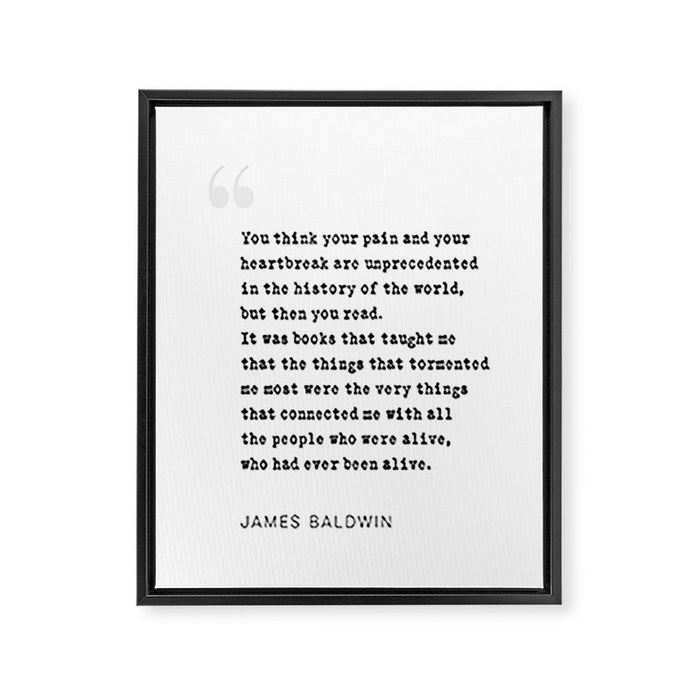 James Baldwin Quote on Books Framed Canvas Print Gallery Image 1