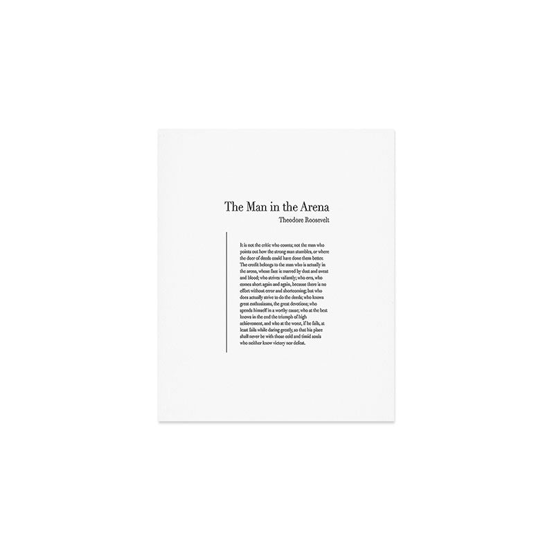 The Man in the Arena by Theodore Roosevelt Art Print Gallery Image 1
