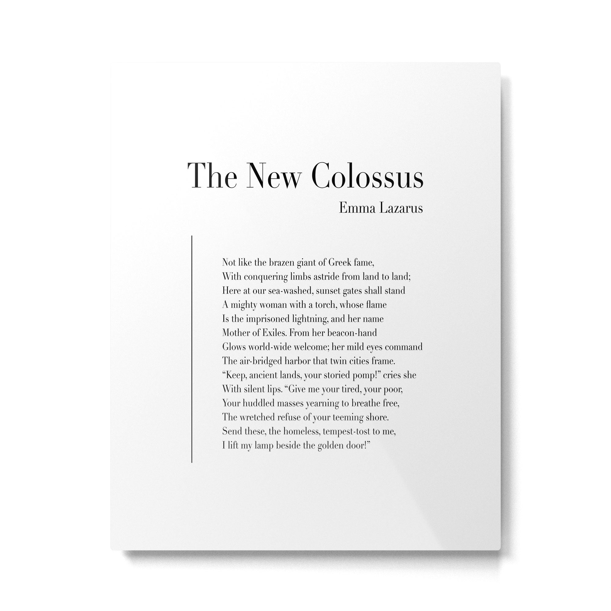 The New Colossus by Emma Lazarus Metal Print Gallery Image 6