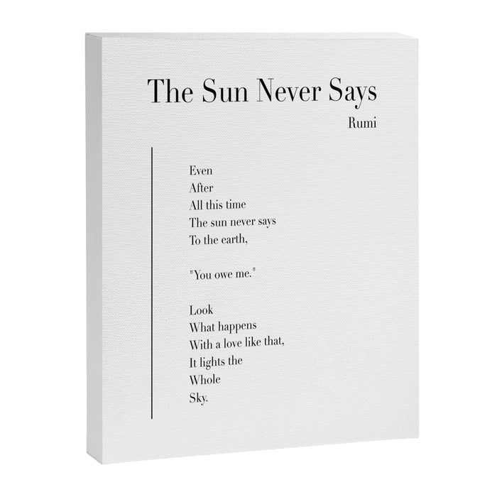 The Sun Never Says by Rumi Canvas Print Gallery Image 1