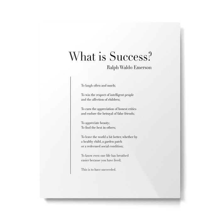 What is Success? by Ralph Waldo Emerson Metal Print Gallery Image 1