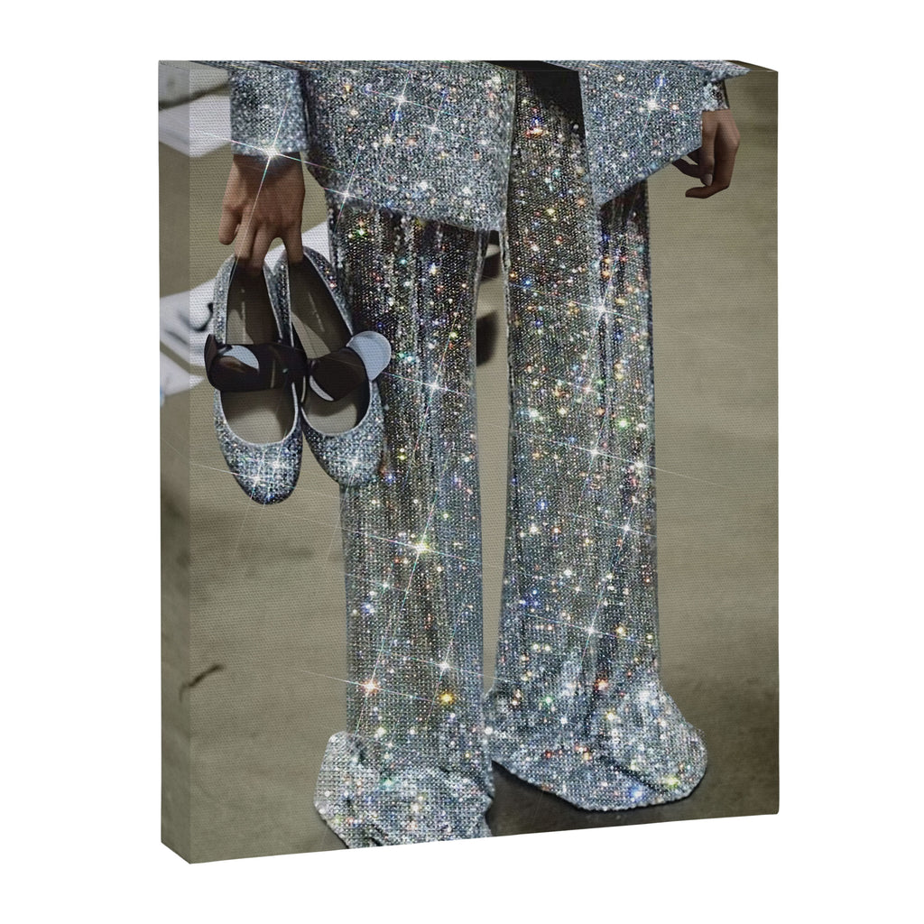 AT THE END OF THE WORKDAY | digital art collage by yana potter | sparkle suit | jacket | glitter  Canvas Print Gallery Image 6
