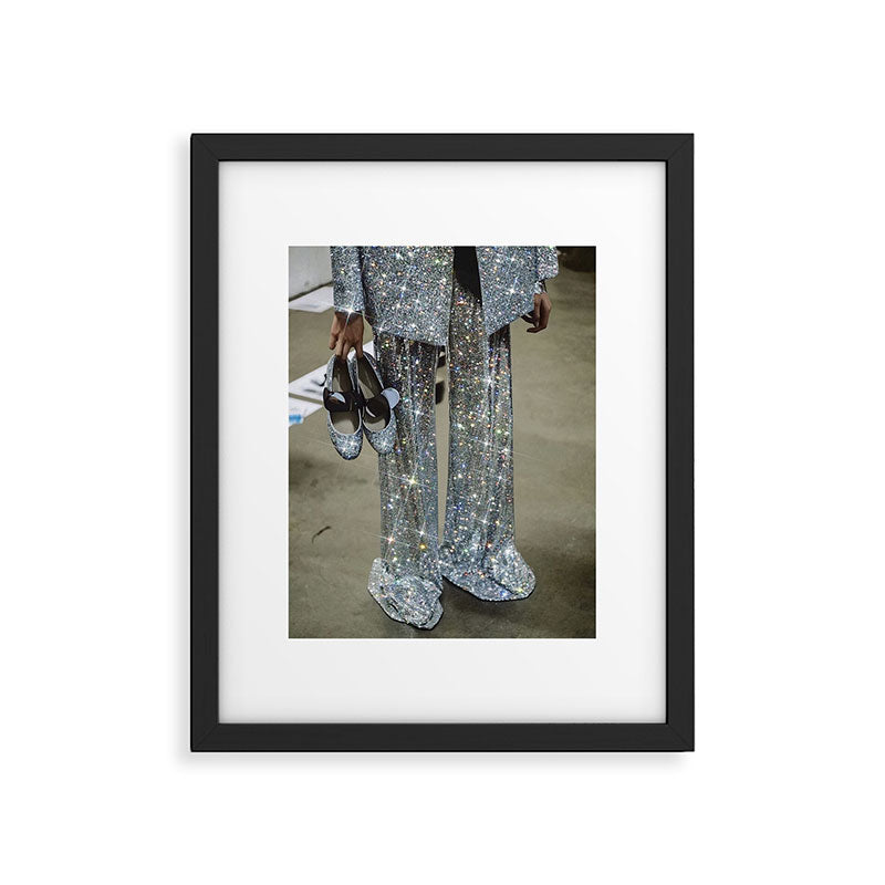 AT THE END OF THE WORKDAY | digital art collage by yana potter | sparkle suit | jacket | glitter  Framed Art Print Gallery Image 5