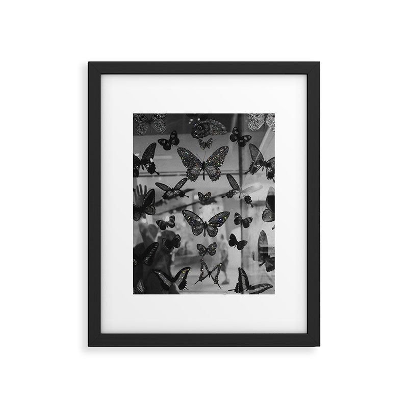BLACK AND WHITE BUTTERFLIES | photo | sparkle and shine | wings | aesthetic | monochrome | fly  Framed Art Print Gallery Image 5