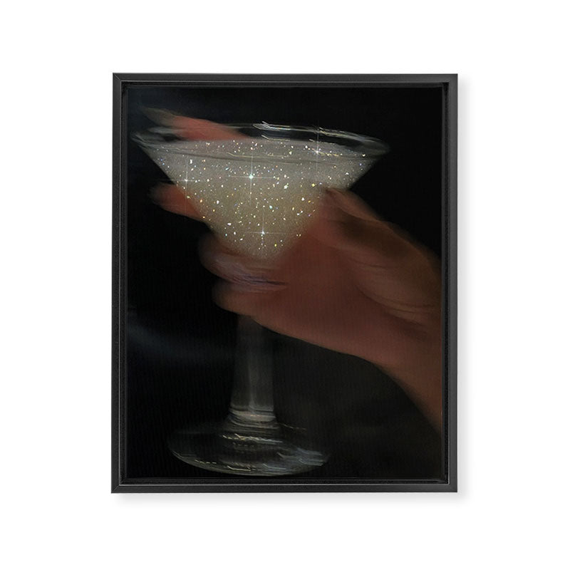 Cheers love | glitters | diamonds | sparkle | sparkling | diamond | shine | festive | celebrating | cocktail | collage | glamour Framed Canvas Print Gallery Image 6