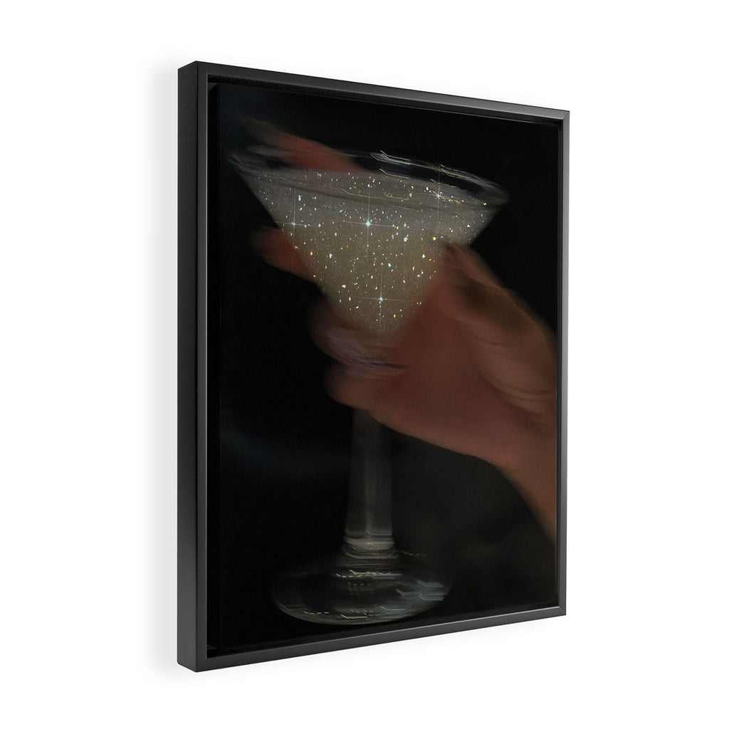 Cheers love | glitters | diamonds | sparkle | sparkling | diamond | shine | festive | celebrating | cocktail | collage | glamour Framed Canvas Print Gallery Image 2