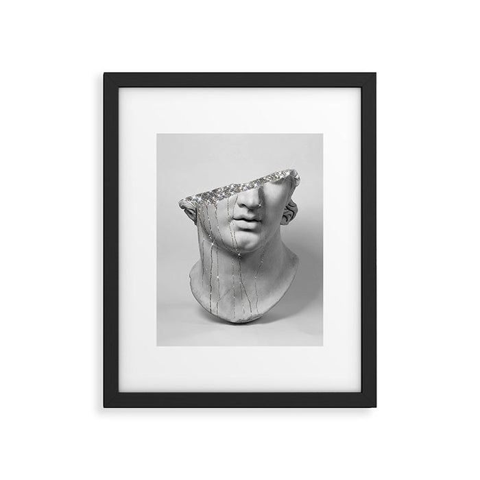 DIAMOND TEARS (b/w) | collage art by Yana Potter | black and white | sculpture | mythology | bling and shine Framed Art Print Gallery Image 1