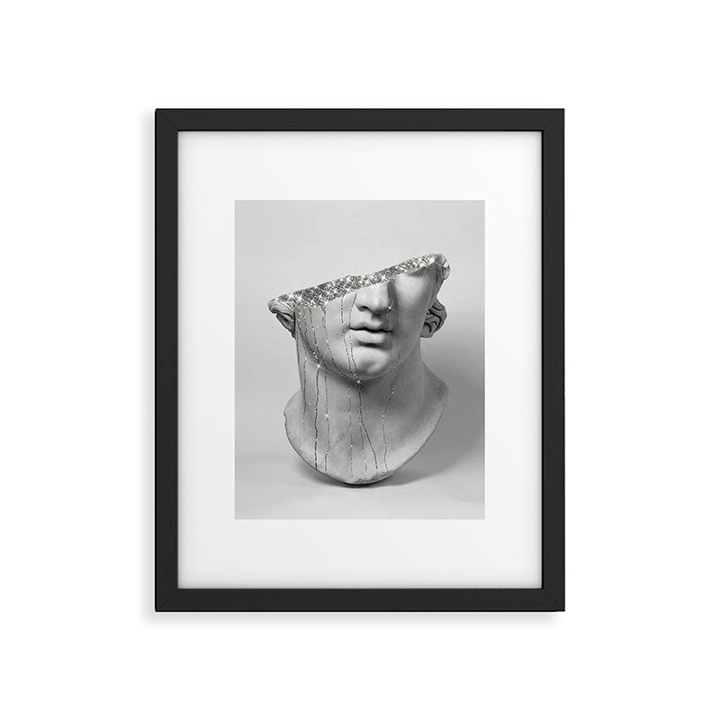 DIAMOND TEARS (b/w) | collage art by Yana Potter | black and white | sculpture | mythology | bling and shine Framed Art Print Gallery Image 5