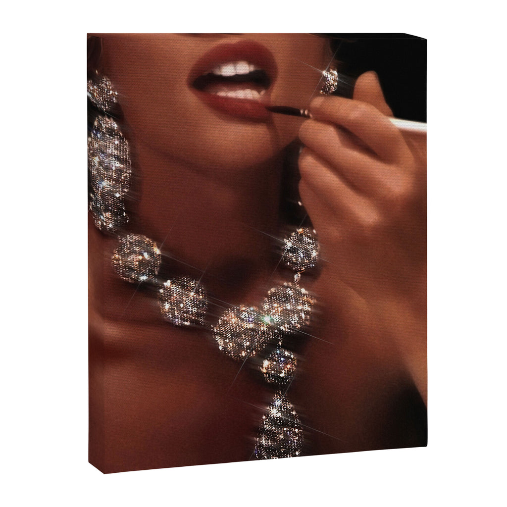 FINISH TOUCH | glitter collage art | sparkle diamonds | rich and fabulous | red lips | classic Canvas Print Gallery Image 8