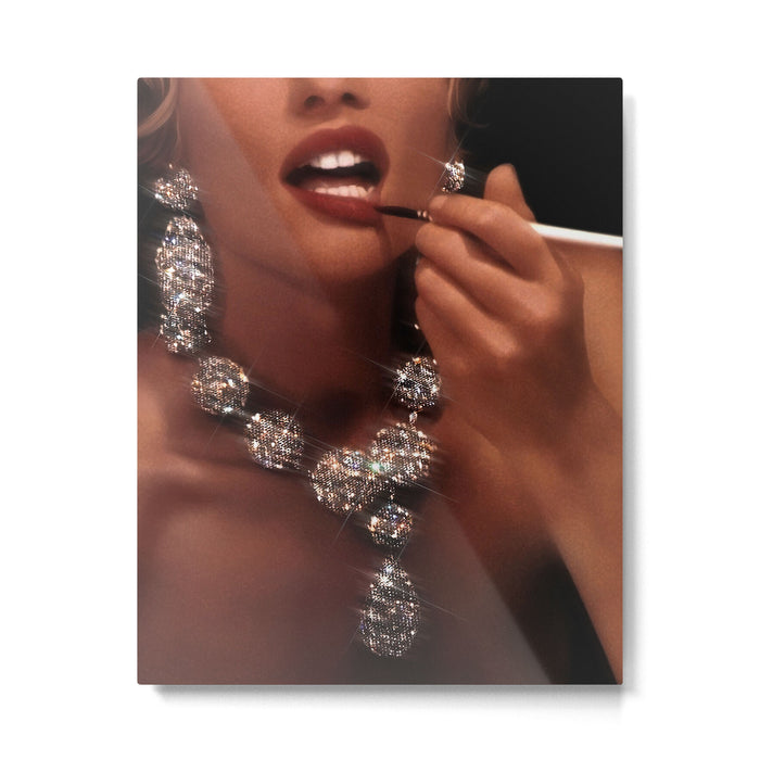FINISH TOUCH | glitter collage art | sparkle diamonds | rich and fabulous | red lips | classic Metal Print Gallery Image 1