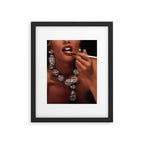 FINISH TOUCH | glitter collage art | sparkle diamonds | rich and fabulous | red lips | classic Framed Art Print Gallery Image 6