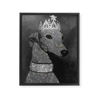 GLITTER QUEEN | art | creative | dog | crown | glamour | style | grey | black and white | diamonds  Framed Canvas Print Gallery Image 6