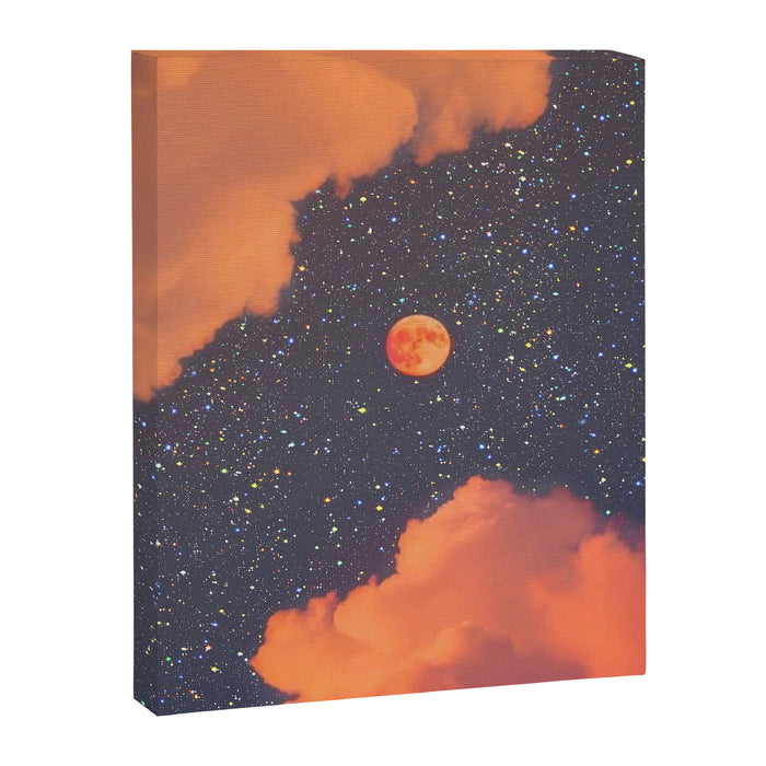 GLITTER SKY | sparkle | warm | moon | orange | blue | nature | collage | minimalism | stars | bling  Canvas Print Gallery Image 1