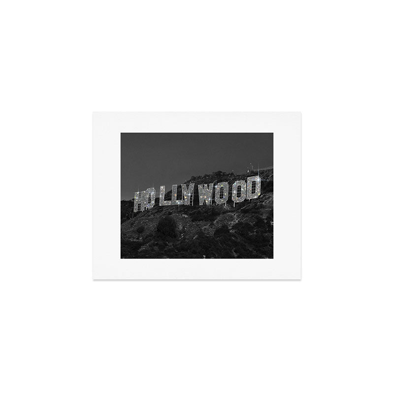 HOLLYWOOD SIGN | digital collage artwork | glitter shine | sparkle art | California | Los Angeles  Art Print Gallery Image 1