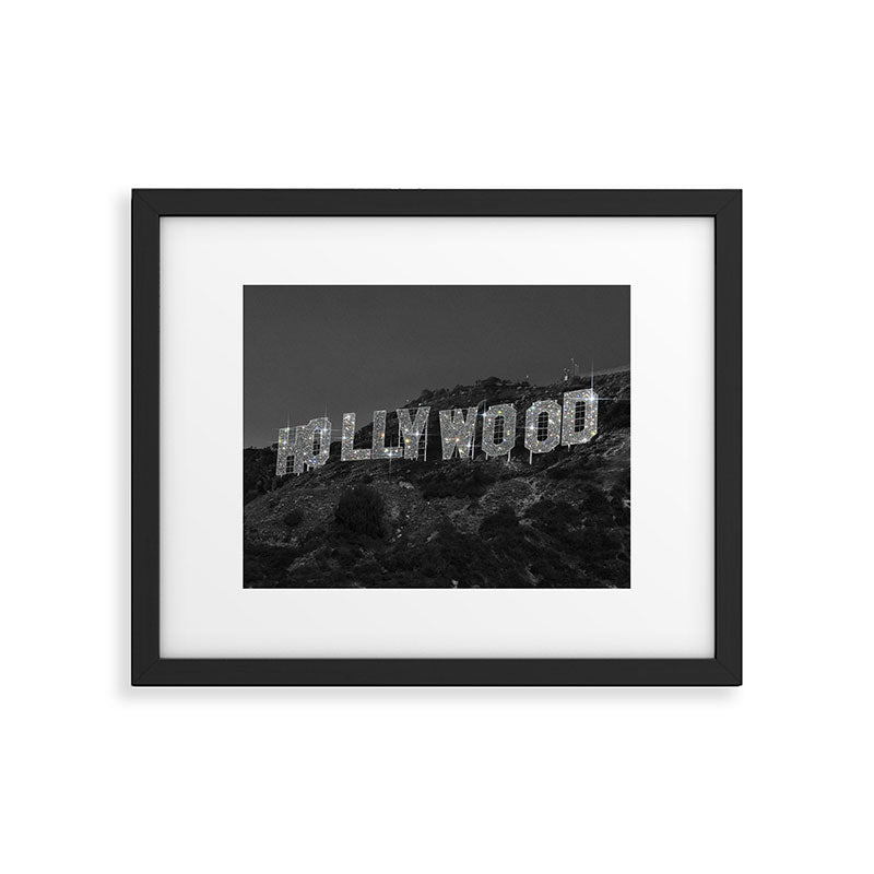HOLLYWOOD SIGN | digital collage artwork | glitter shine | sparkle art | California | Los Angeles  Framed Art Print Gallery Image 5