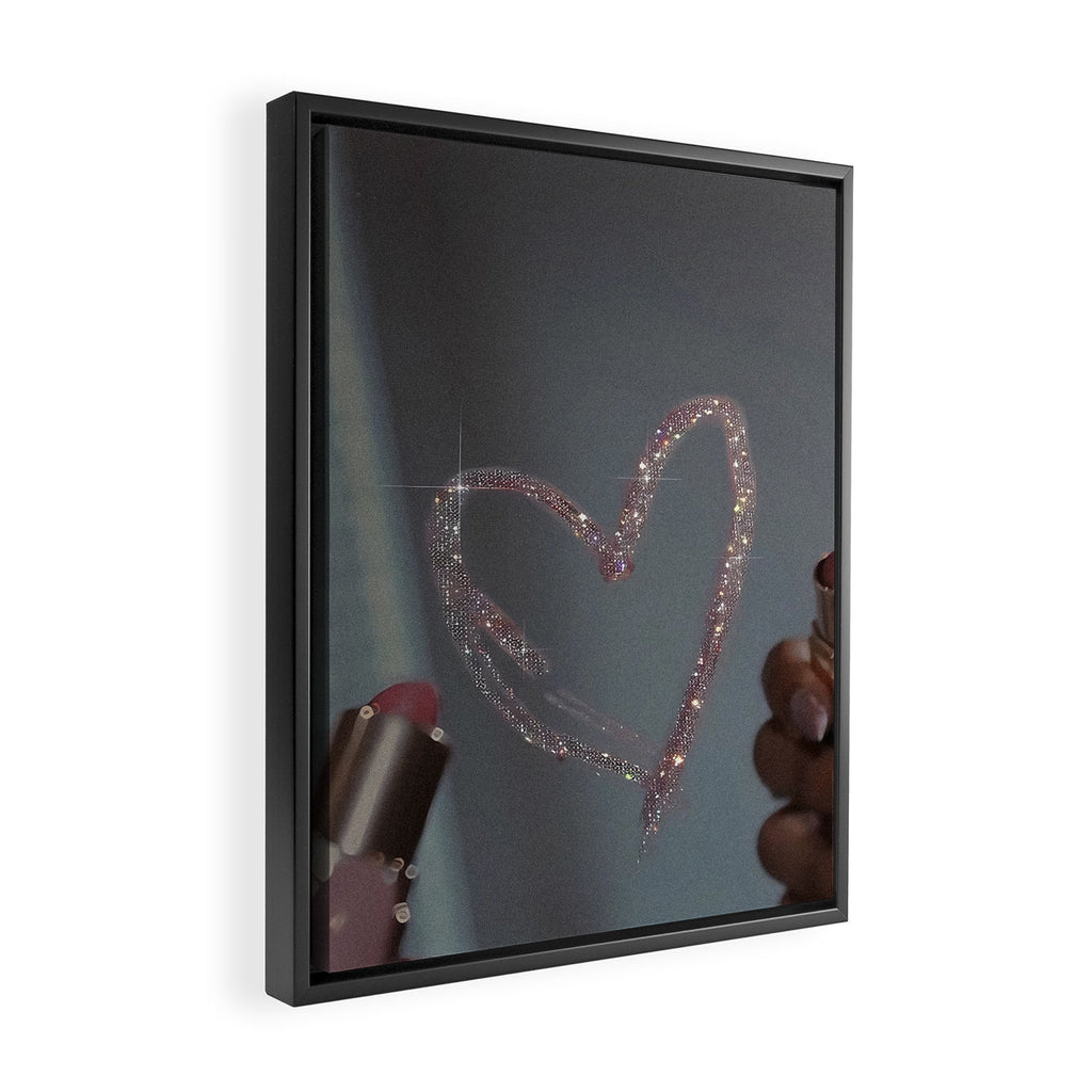 I LOVE YOU | glitter | love | heart | lipstick | mirror | collage | fashion | glam | pink | cute | art | wall | photo  Framed Canvas Print Gallery Image 2
